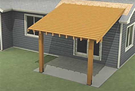 how to attach a metal patio cover to house|add roof to existing porch.